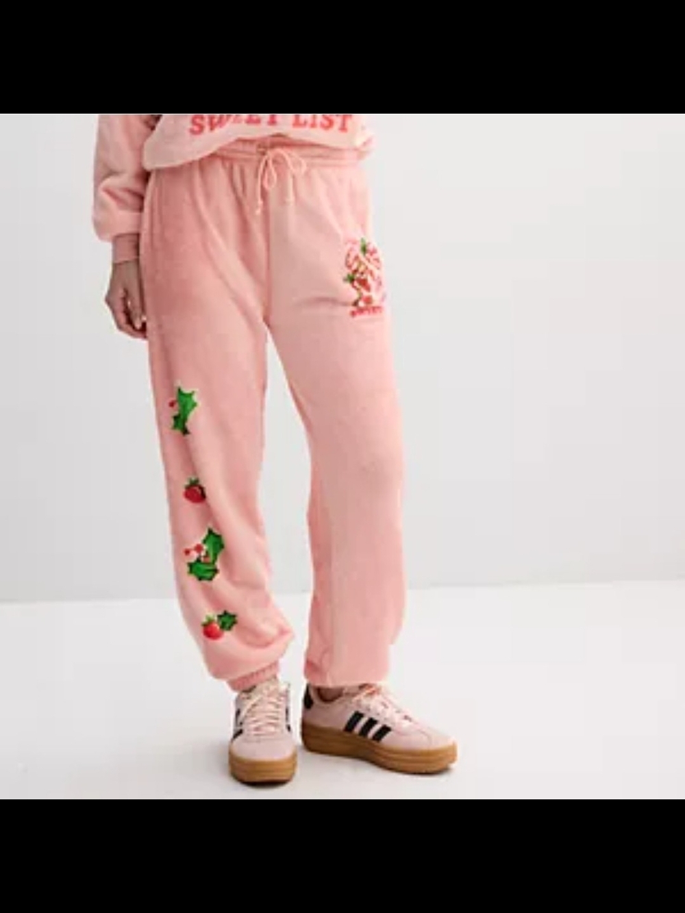 Strawberry Shortcake On The Sweet List Woobie Jogger Pants Pink Juniors Size L